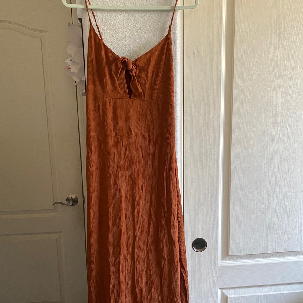 Burnt Orange Front Tied Dress W/ Slit🧡🔥